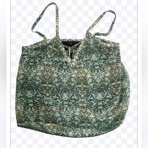 GUESS Green Camouflage Lace-Up Top